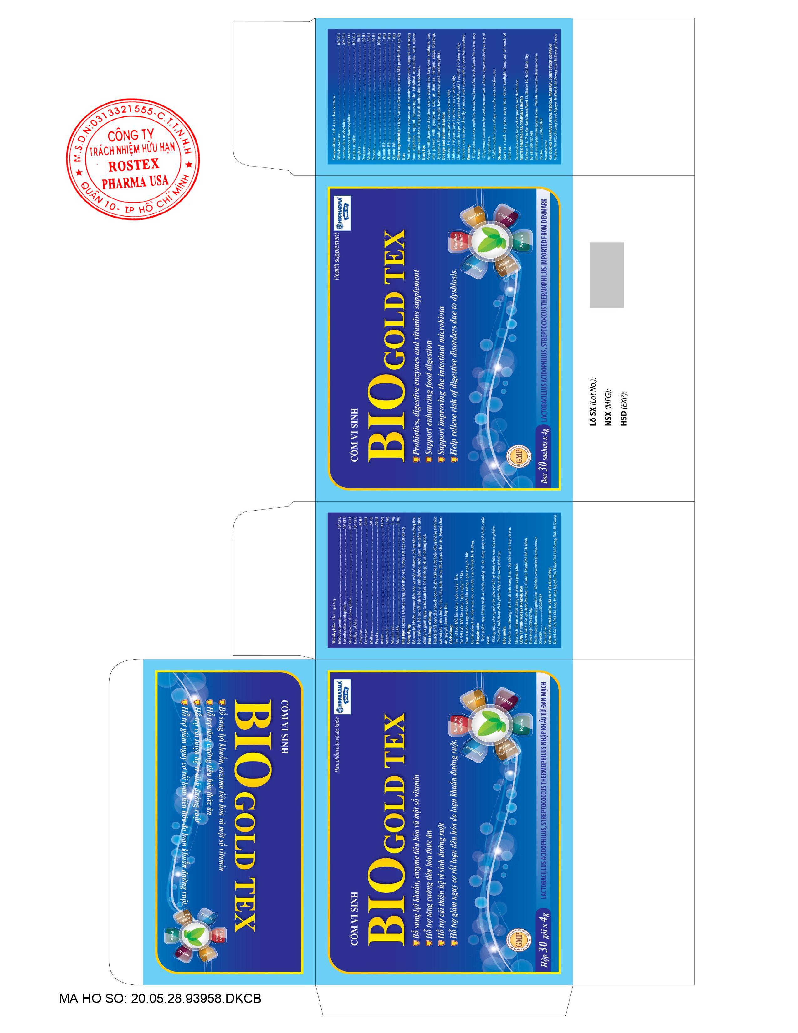 Cốm Vi Sinh Bio Gold Tex HD Pharma (H/30g/4gr)