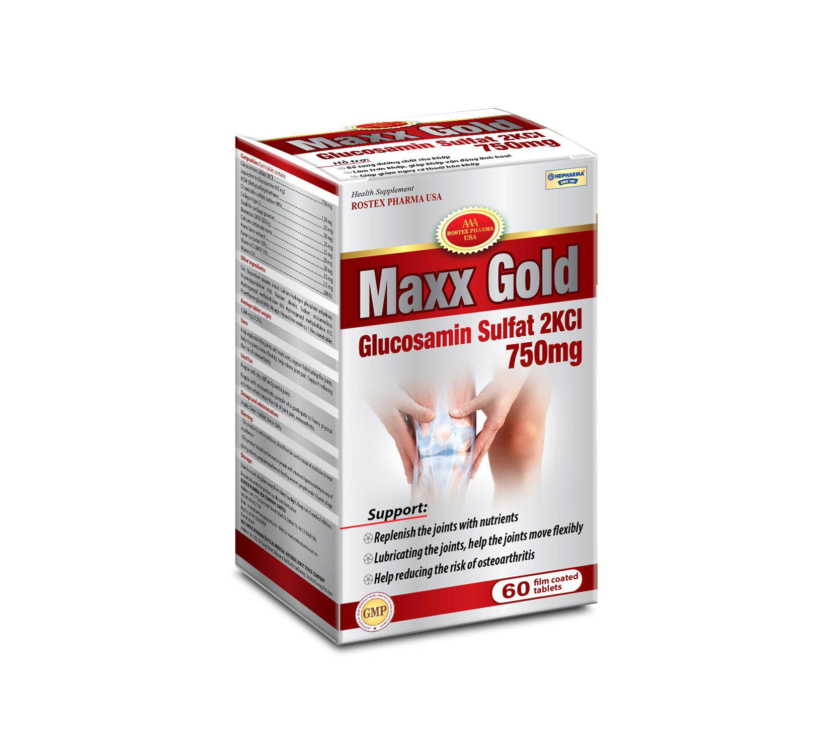Maxx Gold (Glucosamin) 750mg HD Pharma (H//60v) (Đỏ)