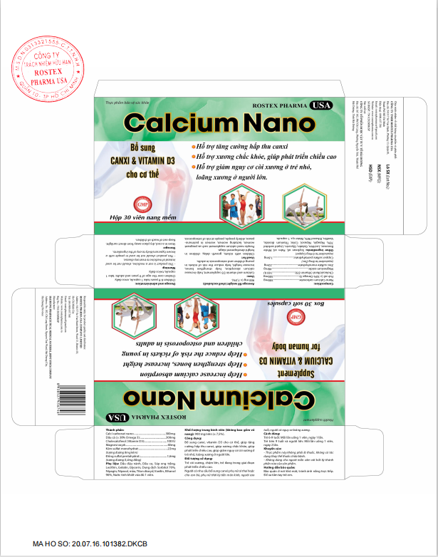 Calcium Nano Rostex (H/30v) (Xanh Lá)