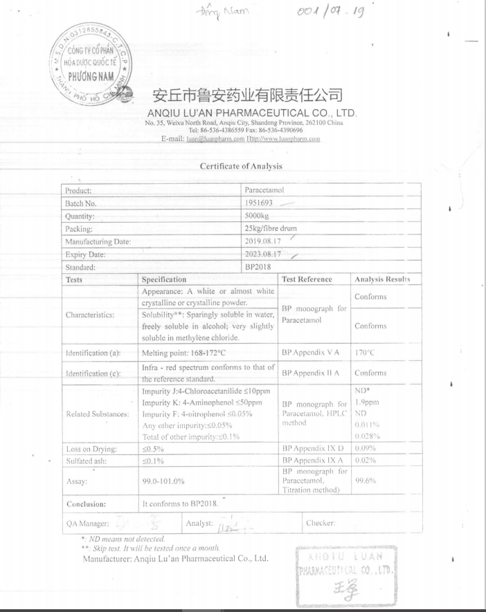 Donapu (Paracetamol) 650mg Đông Nam (C/200v)