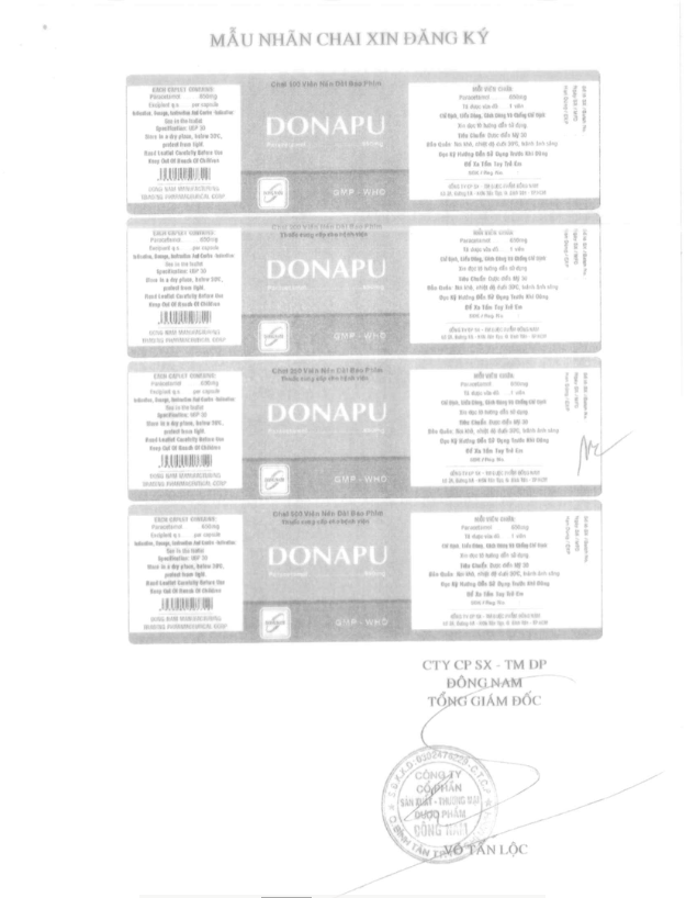 Donapu (Paracetamol) 650mg Đông Nam (C/200v)