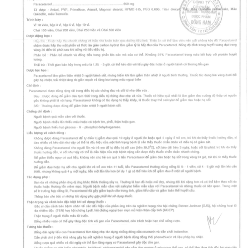 Donapu (Paracetamol) 650mg Đông Nam (C/200v)