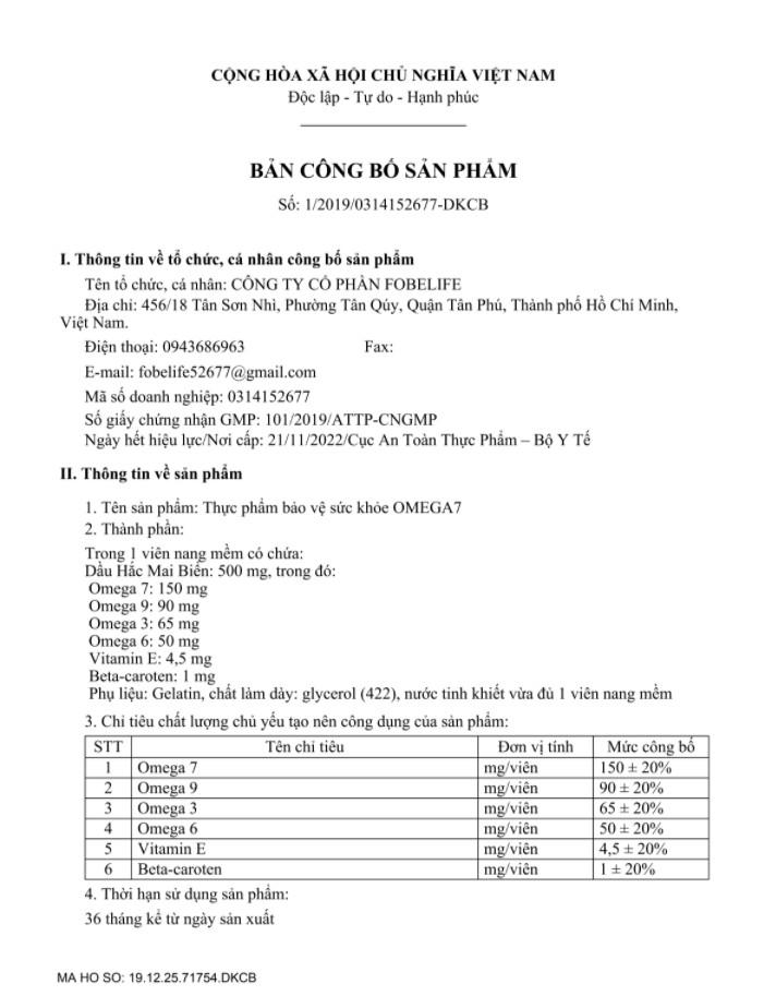 Omega7 Dành Cho Người Ăn Chay Fobelife (H/10v)