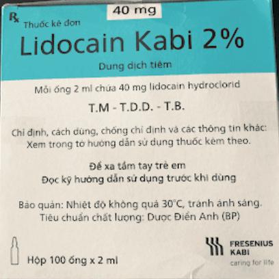 Lidocain Kabi 2% Bidiphar (H/100 ống/2ml)