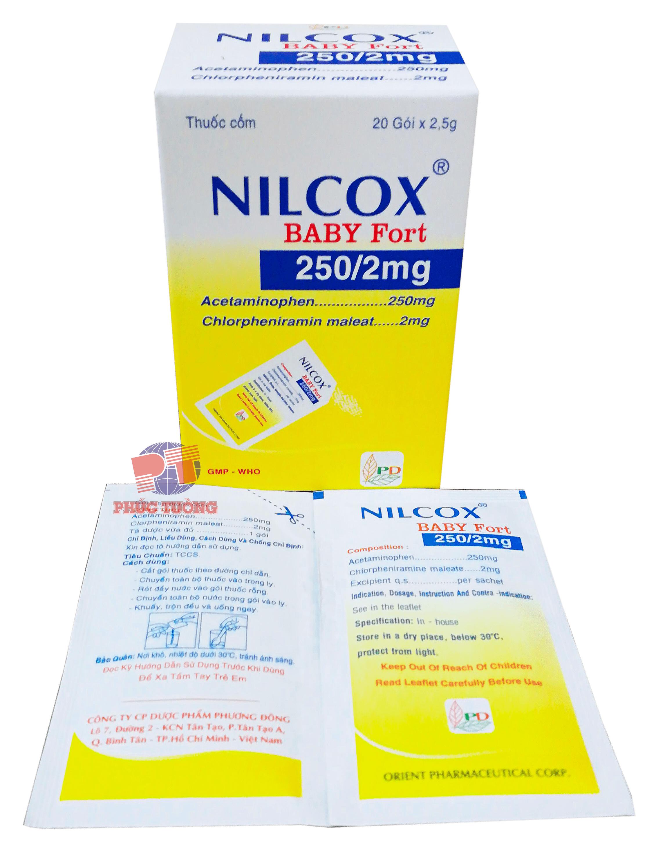 Nilcox Baby Fort 250mg/2ml (Acetaminophen, Chlorpheniramin) Phương Đông (H/20g)