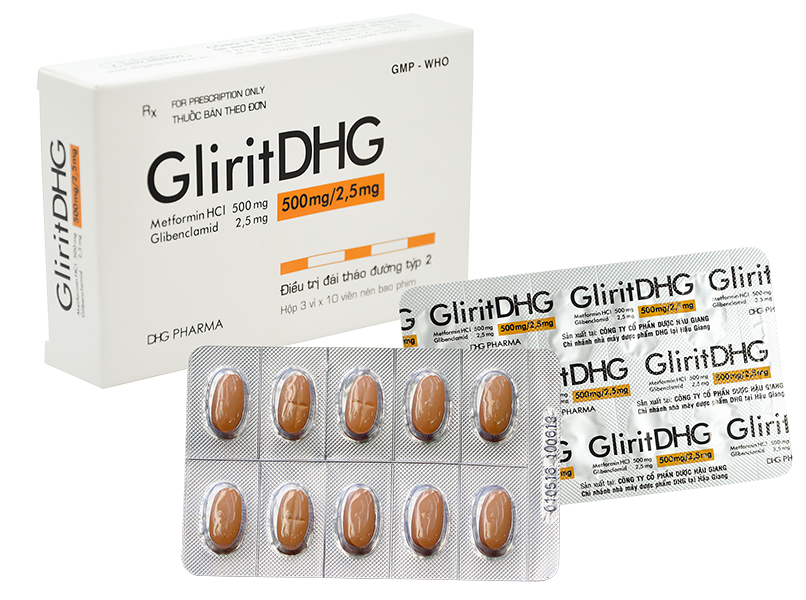 Glirit DHG 500/2.5mg (Metformin, Glibenclamid) (H/30v)