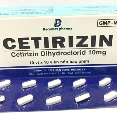 Cetirizin 10mg Becamex (H/100v) (Xanh)