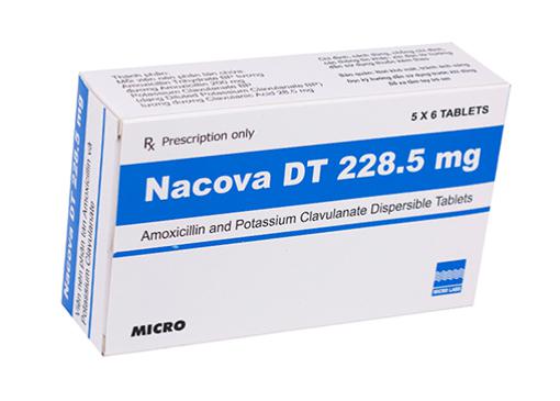Nacova DT 228.5mg (Amoxicillin, Acid Clavulanic) Micro Labs (H/30v)