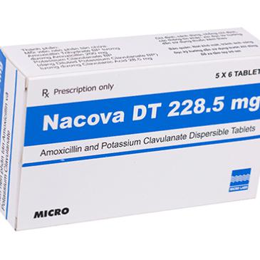 Nacova DT 228.5mg (Amoxicillin, Acid Clavulanic) Micro Labs (H/30v)