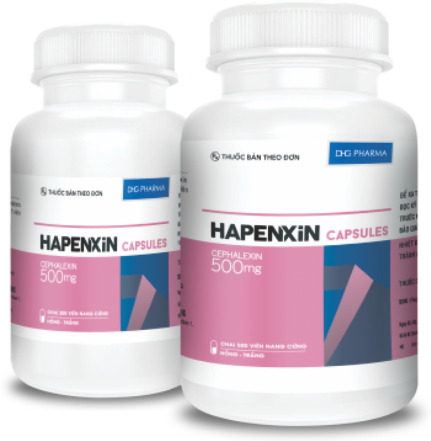 Hapenxin (Cephalexin) 500mg DHG Pharrma (C/100v) (Hồng)
