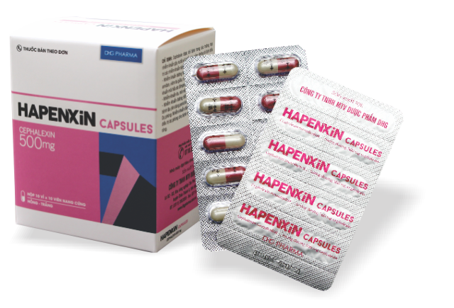 Hapenxin (Cephalexin) 500mg DHG Pharrma (C/100v) (Hồng)