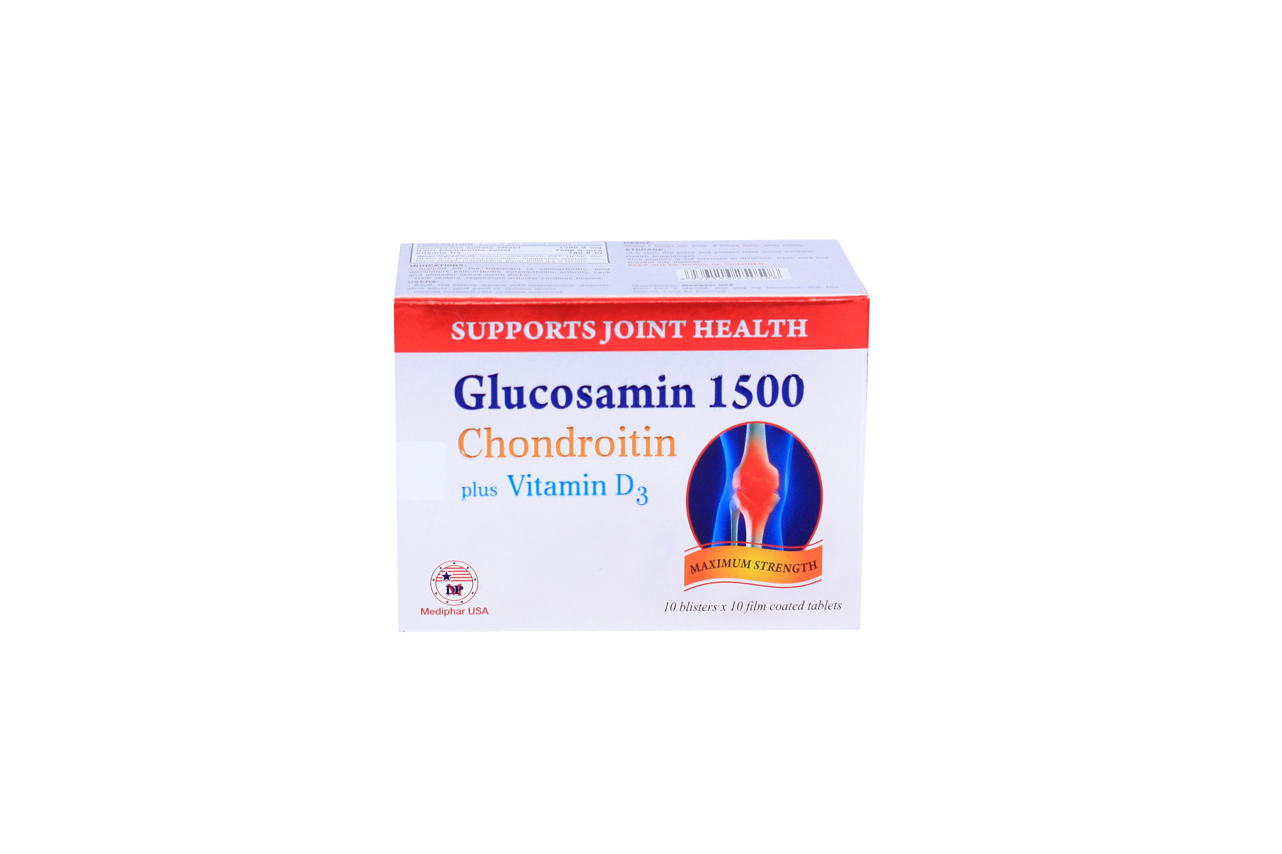 Glucosamin 1500mg Chondroitin Plus Vitamin D3 Mediphar (Lốc/5h/100v