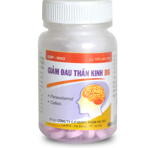 Giảm Đau Thần Kinh D6 (Paracetamol, Cafein) Hataphar (C/100v)