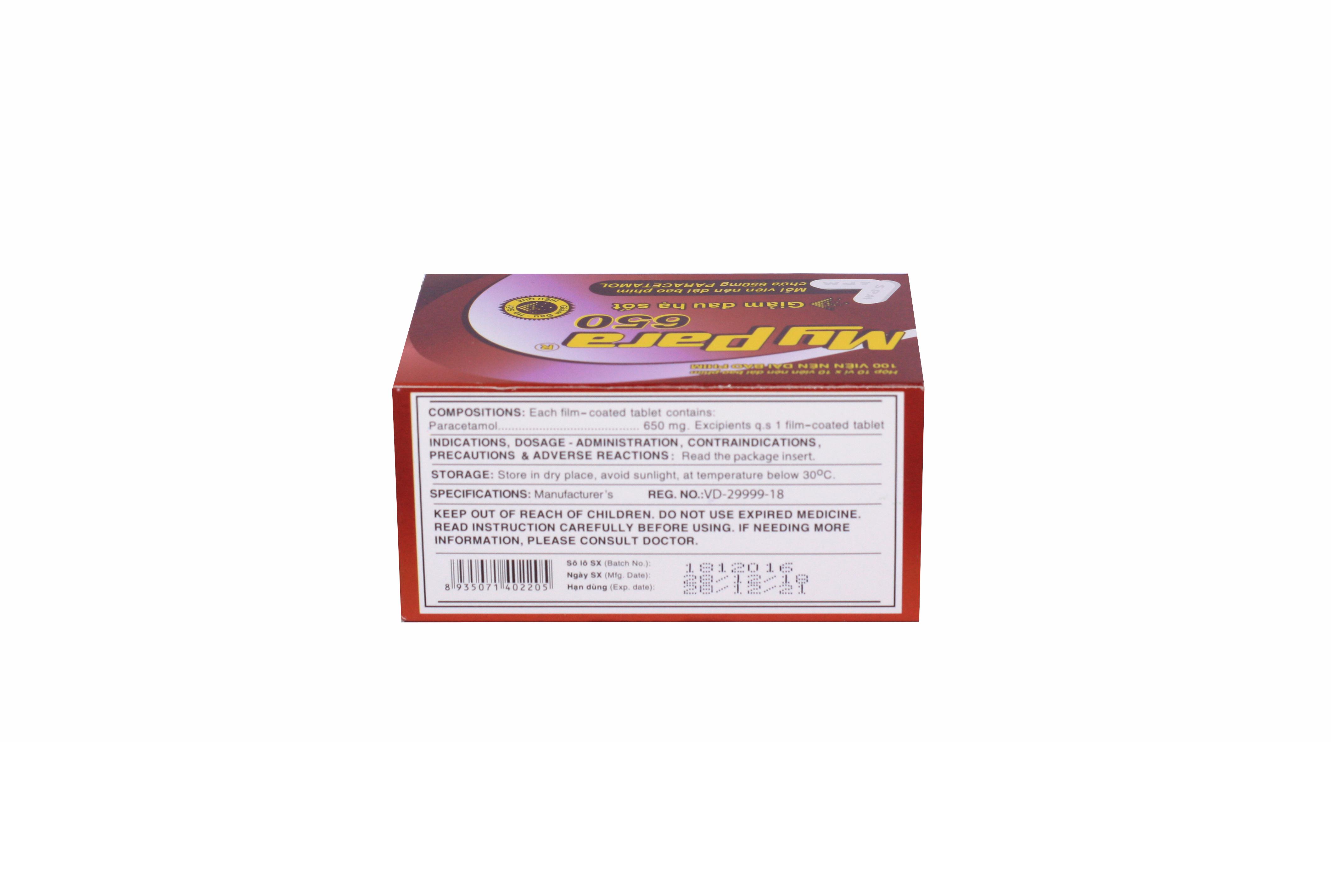 MyPara 650 (Paracetamol) SPM (H/100v)