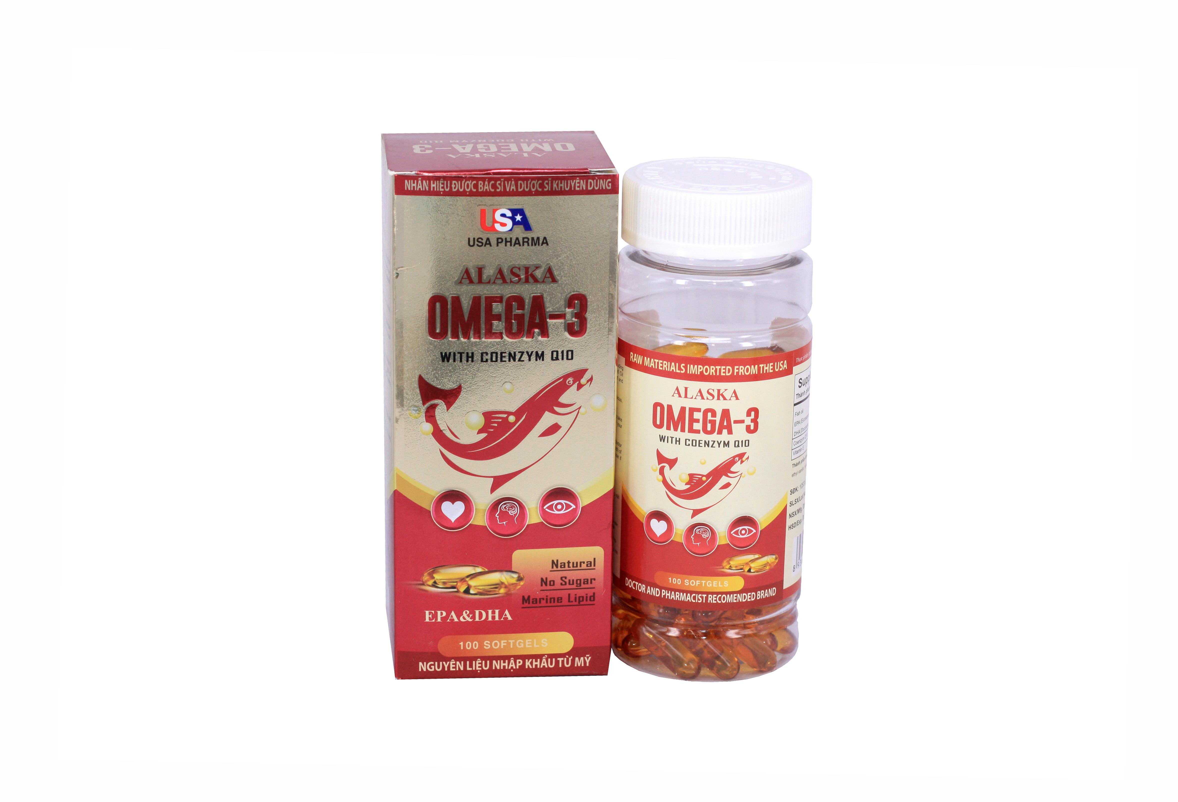 Alaska Omega 3 With Coenzym Q10 USA (Chai/100v) (Đỏ)