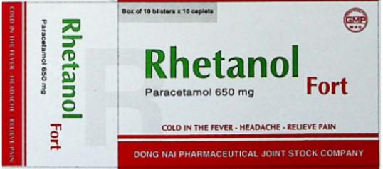 Rhetanol Fort (Paracetamol) 650mg Donaipharm (Hộp/100v)