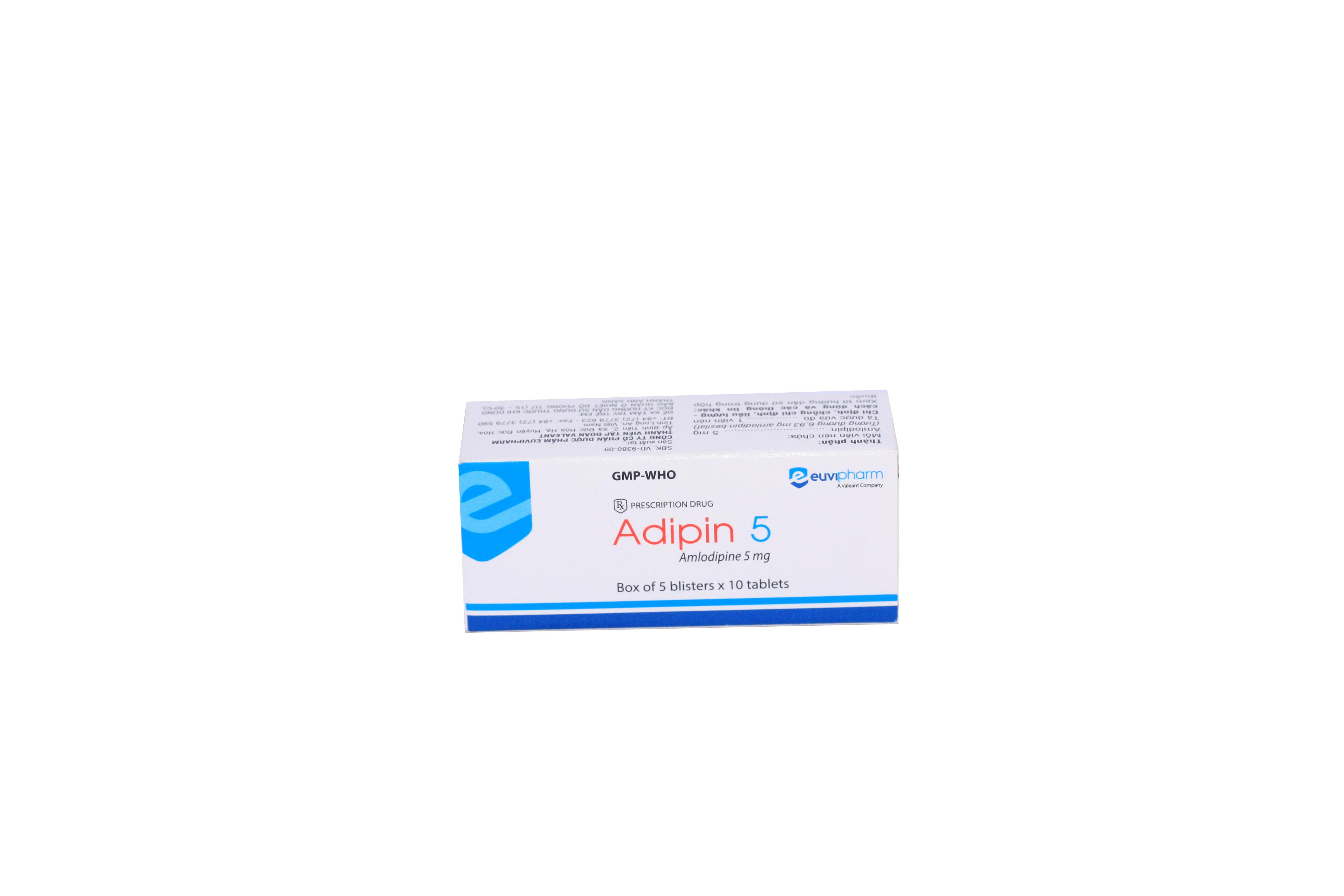 Adipin 5 (Amlodipin) Euvipharm (H/50v)