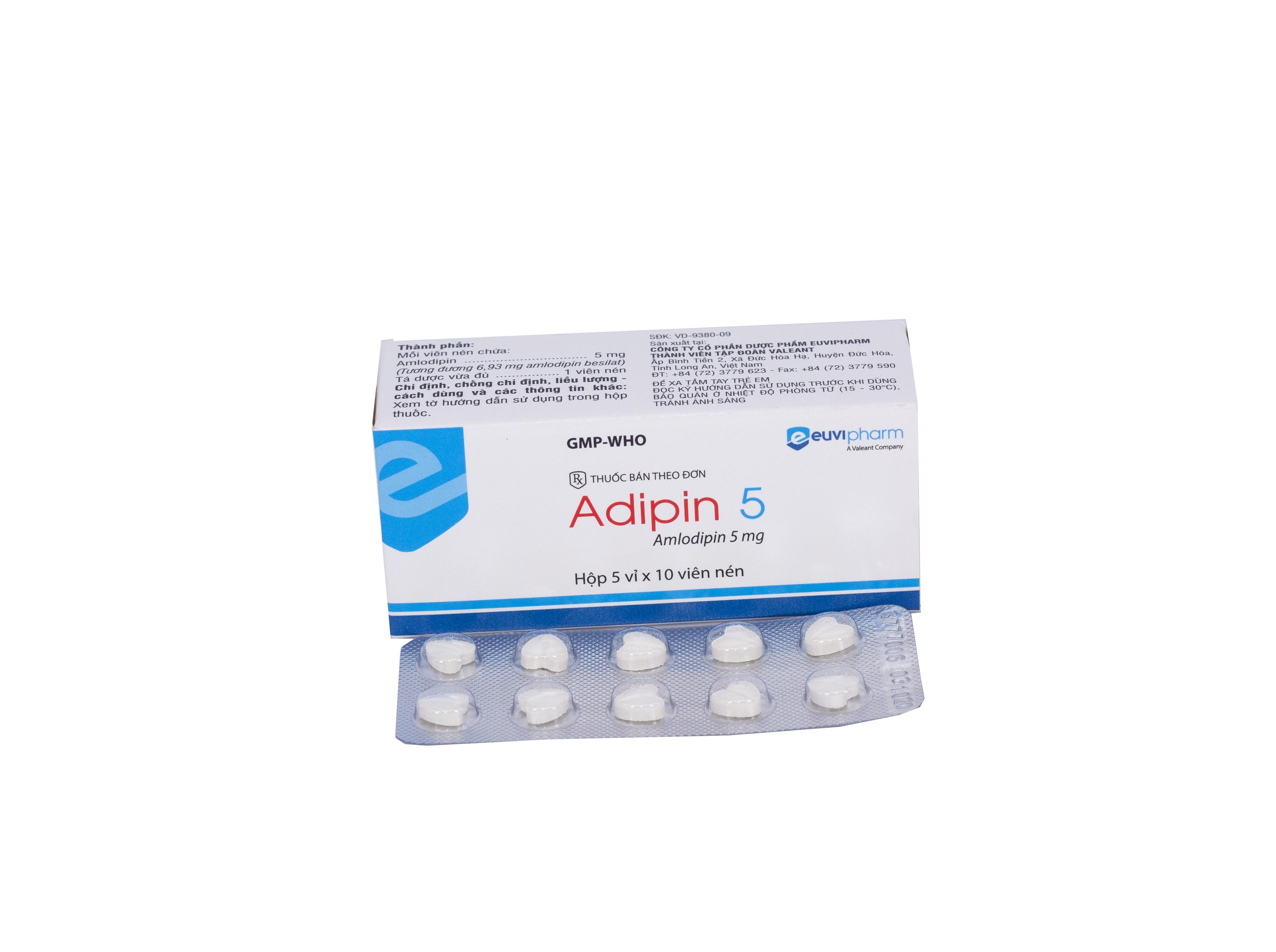 Adipin 5 (Amlodipin) Euvipharm (H/50v)