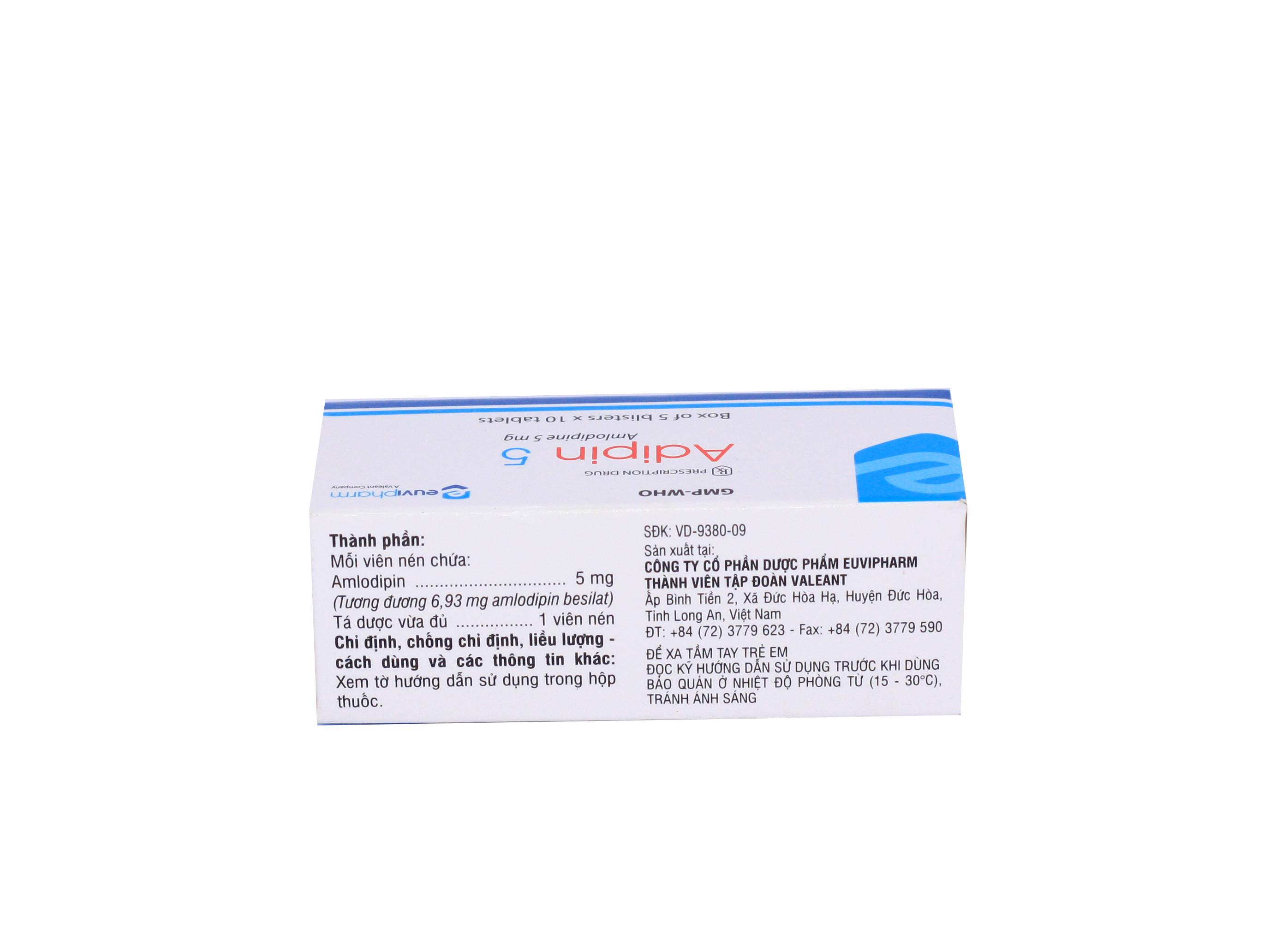 Adipin 5 (Amlodipin) Euvipharm (H/50v)