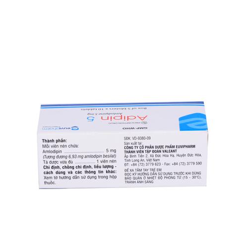 Adipin 5 (Amlodipin) Euvipharm (H/50v)