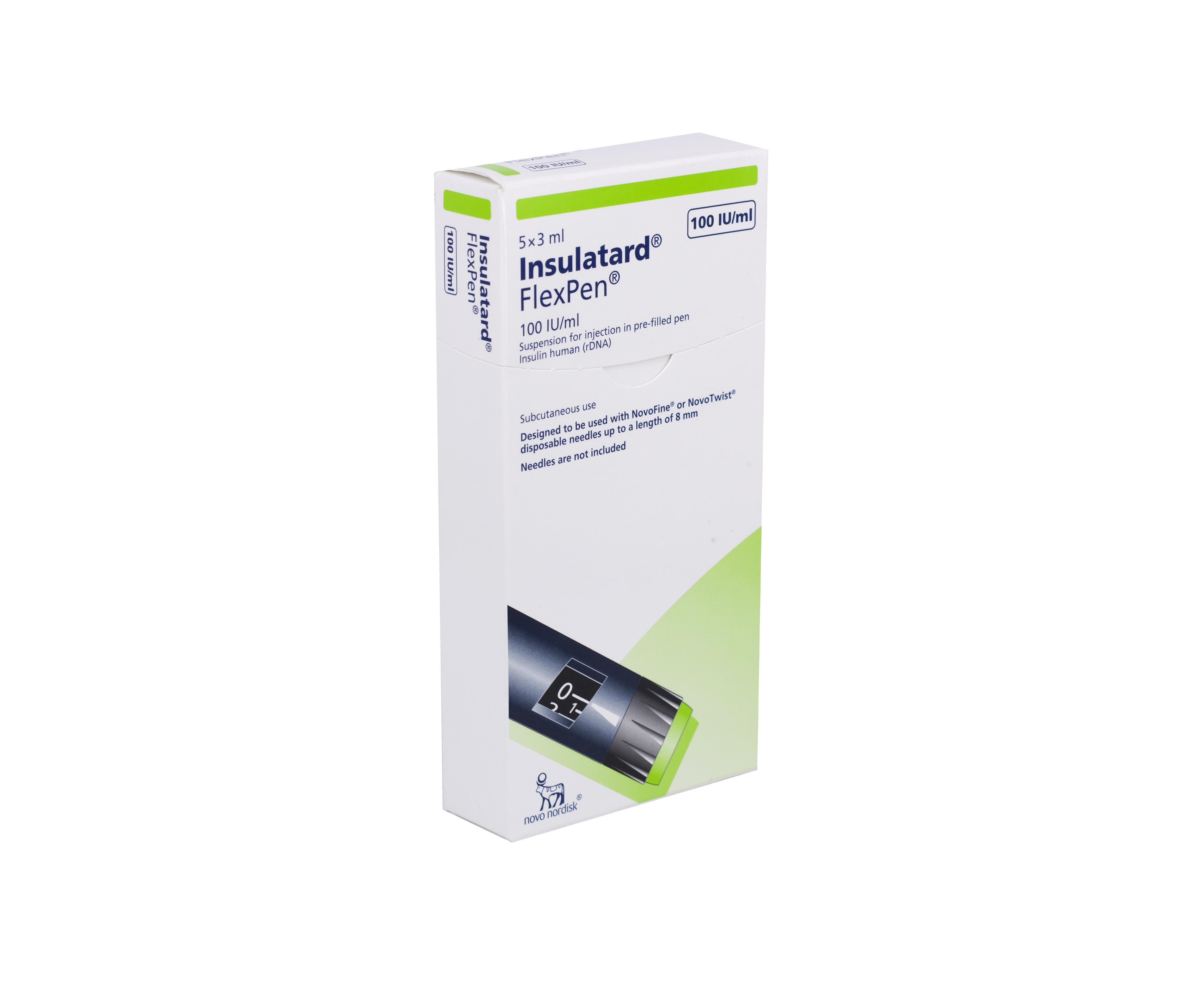 Insulatard Flexpen 100IU/ml (Insulin) Novo Nordisk Denmark (H/5 but/3ml)