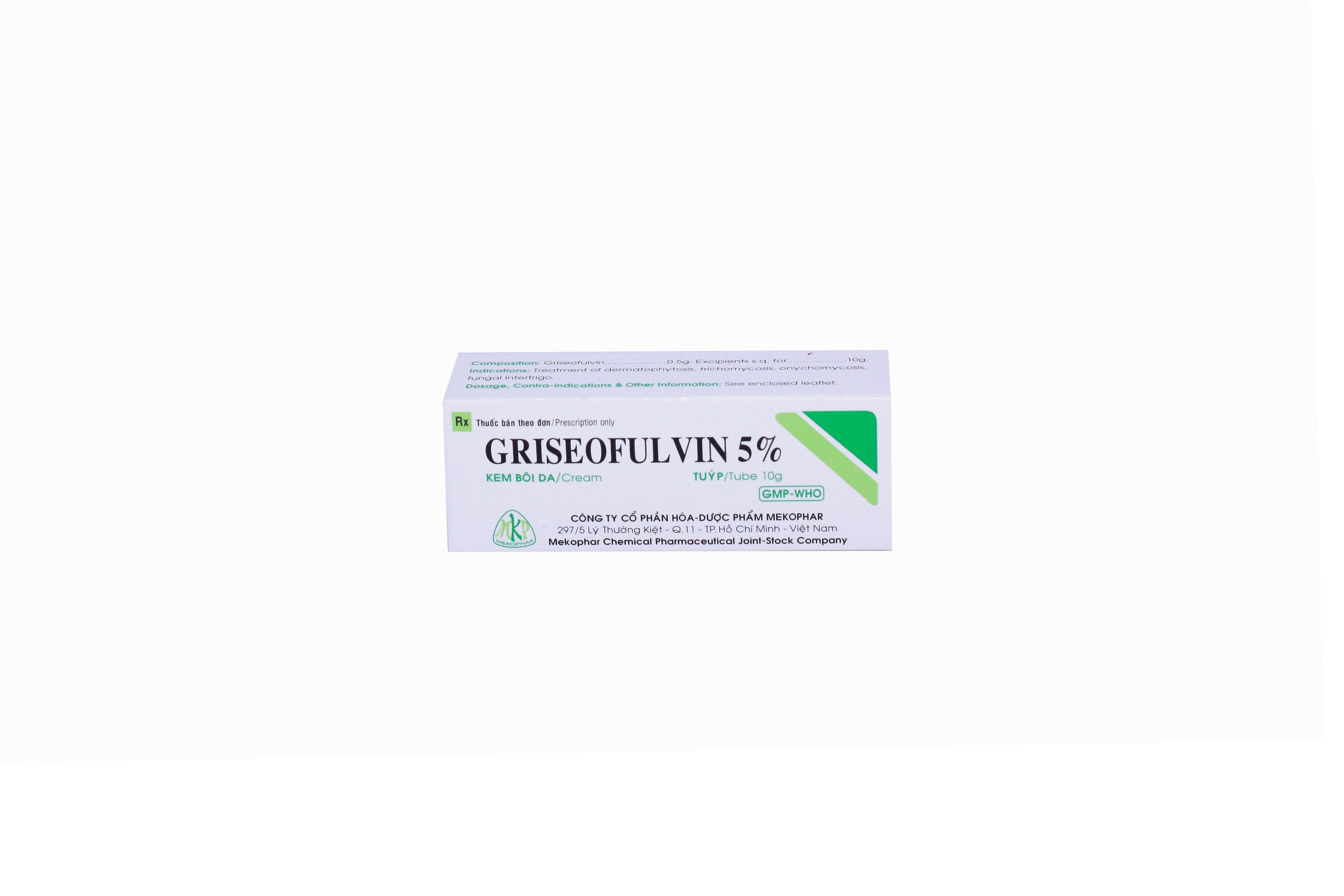 Griseofulvin 5% Mekophar (Lốc/10t/10gr)