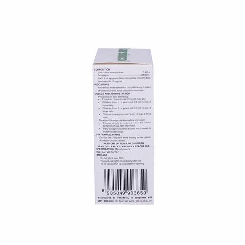 Farzincol Syrup 70 (Kẽm) Pharmedic (Lốc/10chai/90ml)