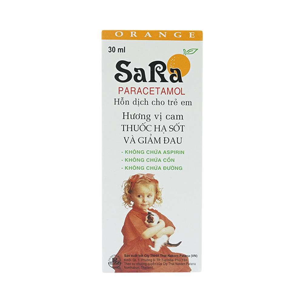 Siro Hạ Sốt Sara Cam (Paracetamol) Thái Nakorn (C/30ml)