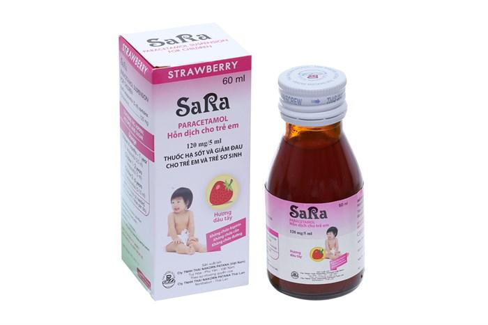 Siro Hạ Sốt Sara Dâu (Paracetamol) Thái Nakorn (C/60ml)