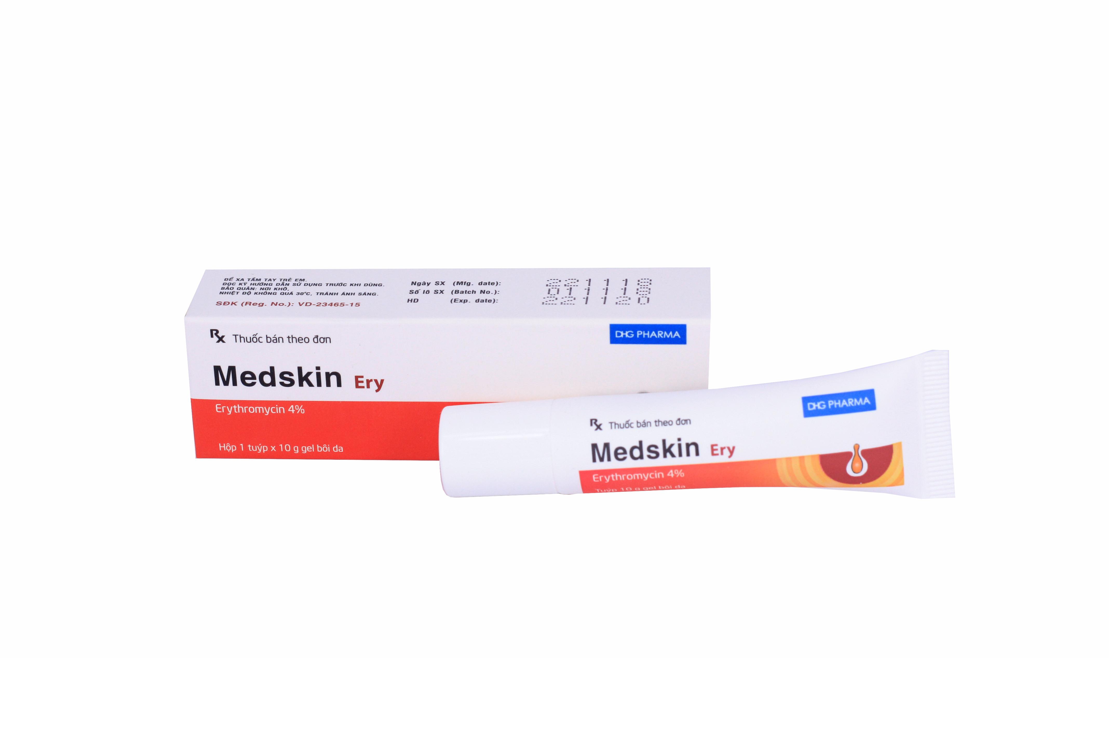 Medskin (Erythromycin) 4% Dược Hậu Giang (Lốc/10tuýp/10gr)