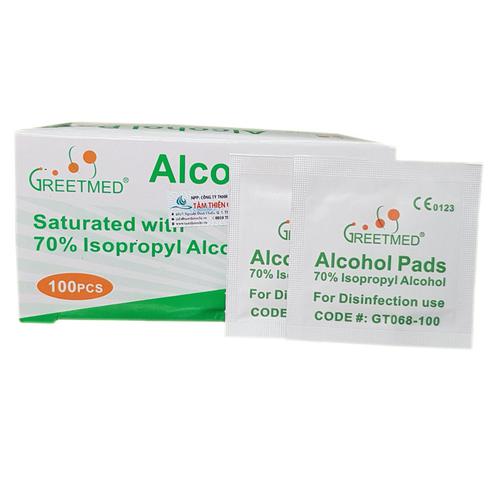 Bông Tẩm Cồn Alcohol Pads Greetmed (Lốc/10h/100m)