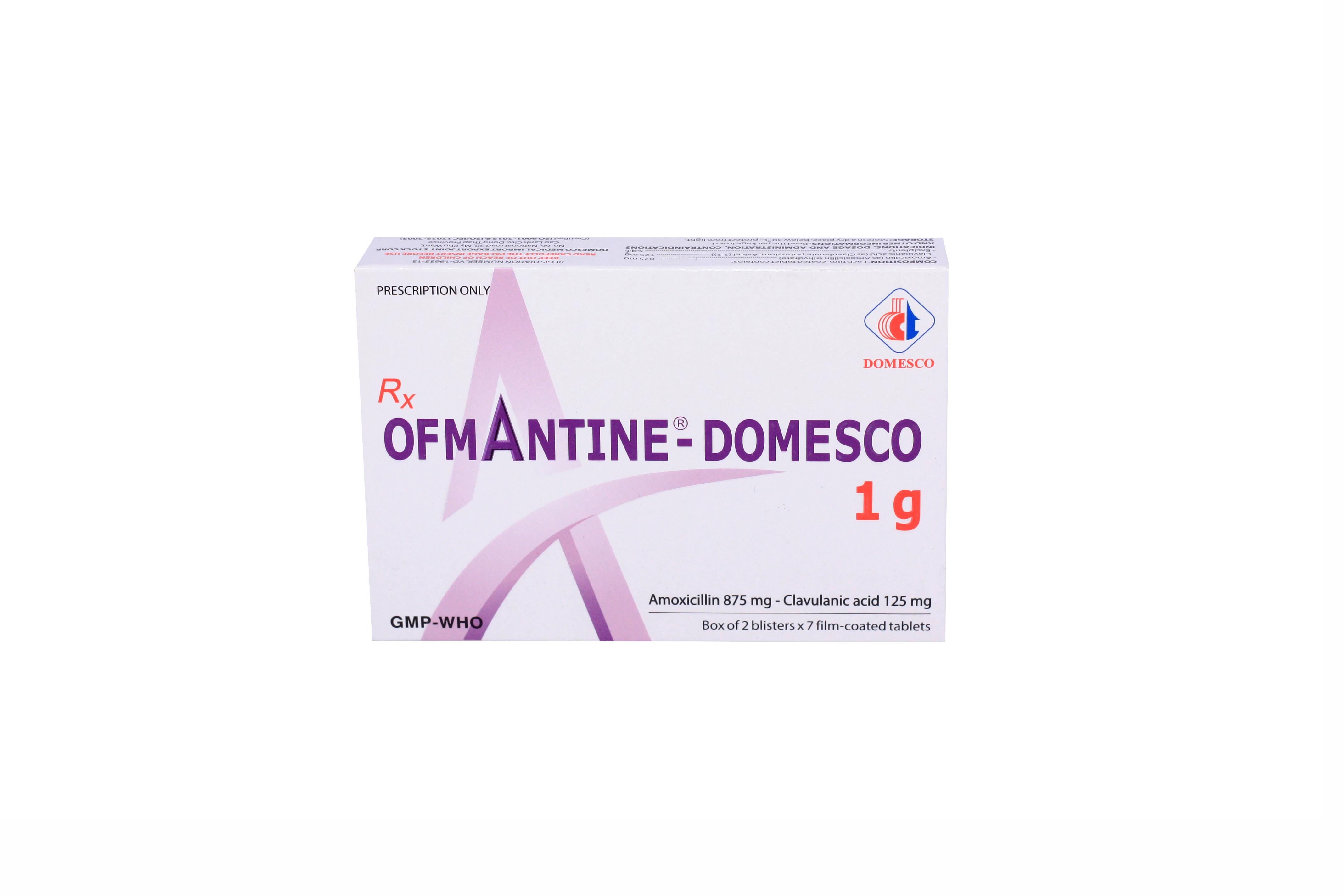 Ofmantine 1g (Amoxicillin, Acid Clavulanic) Domesco (H/14v)