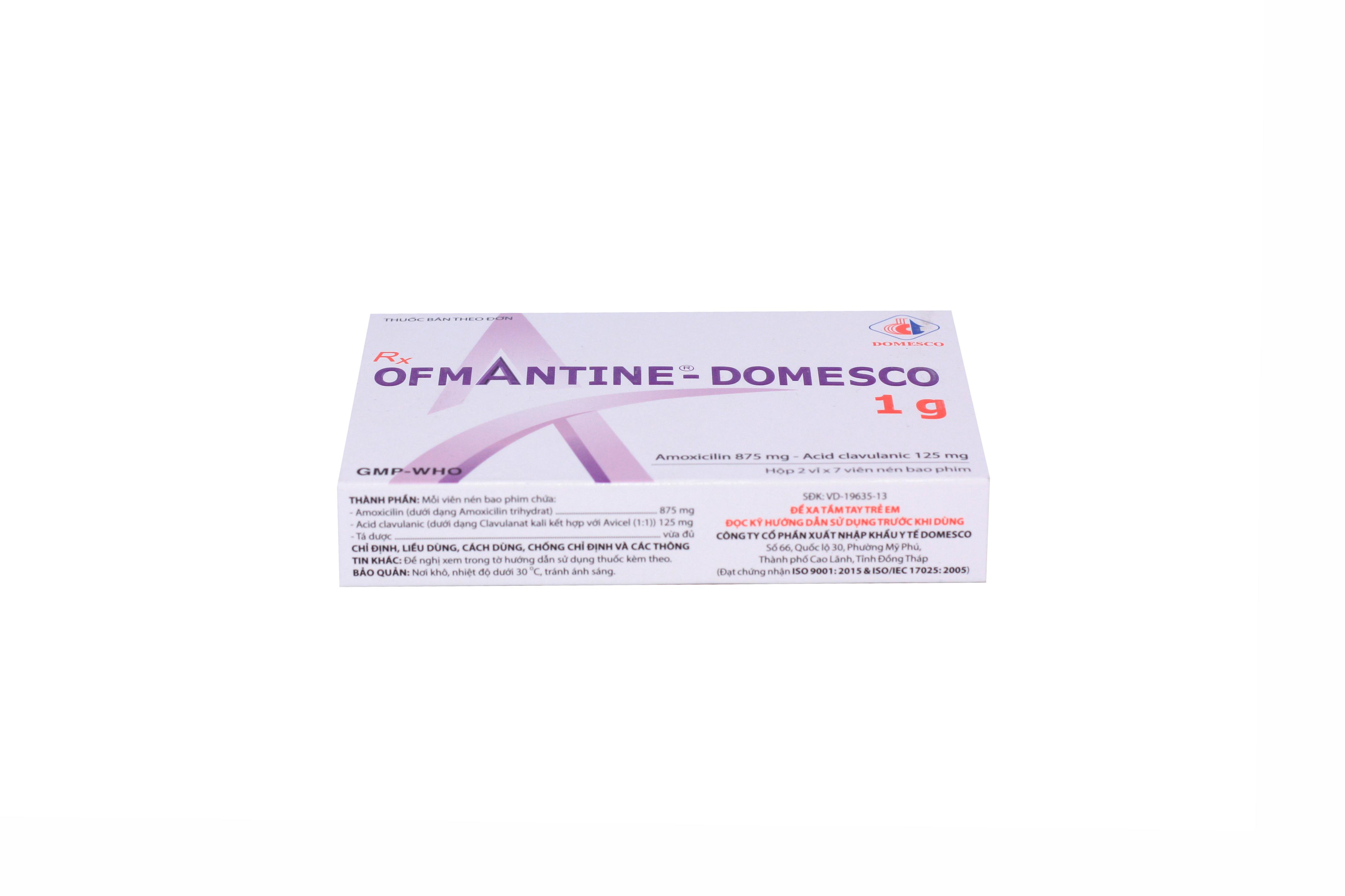 Ofmantine 1g (Amoxicillin, Acid Clavulanic) Domesco (H/14v)