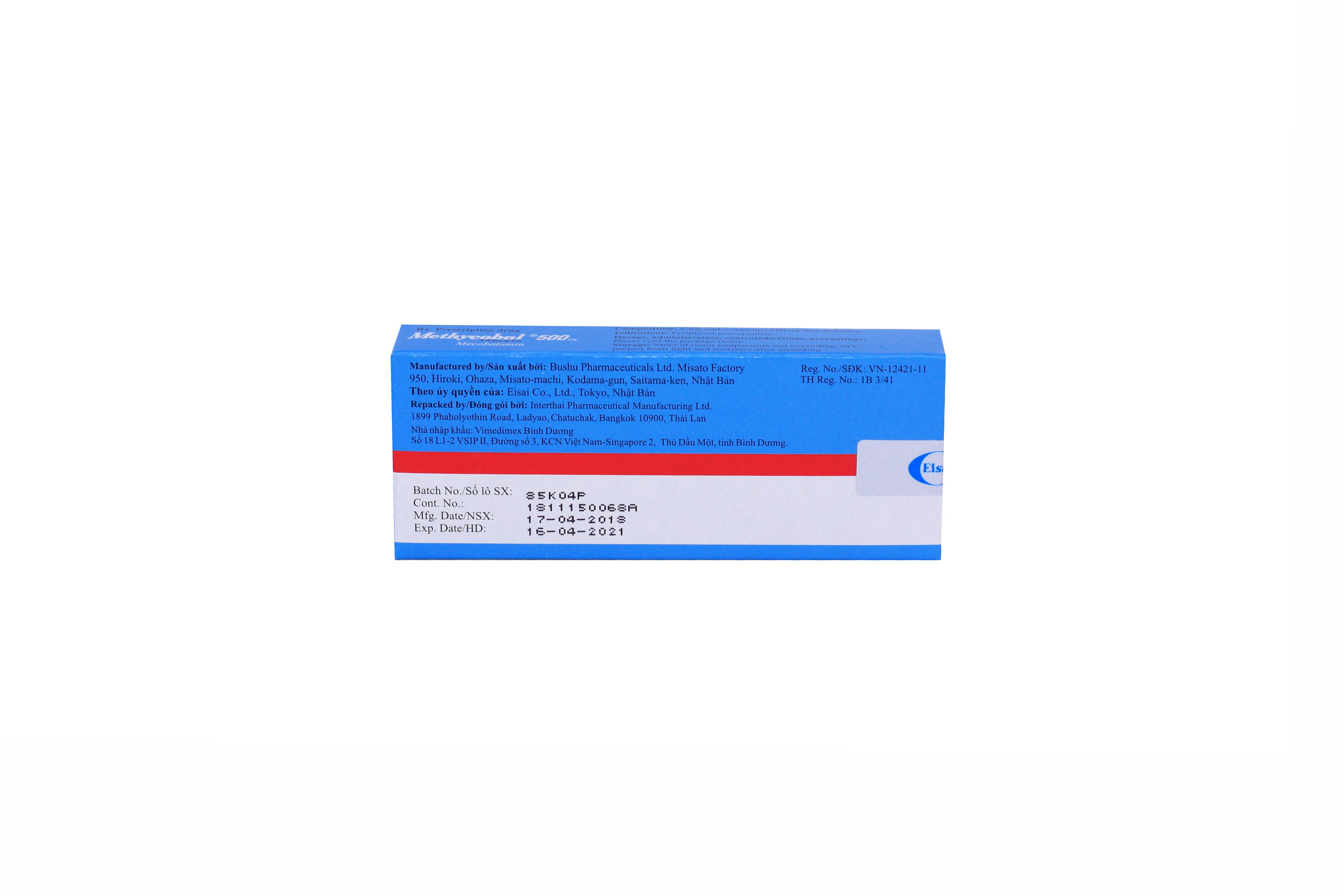 Methycobal 500mcg (Mecobalamin) Eisai (H/30v)