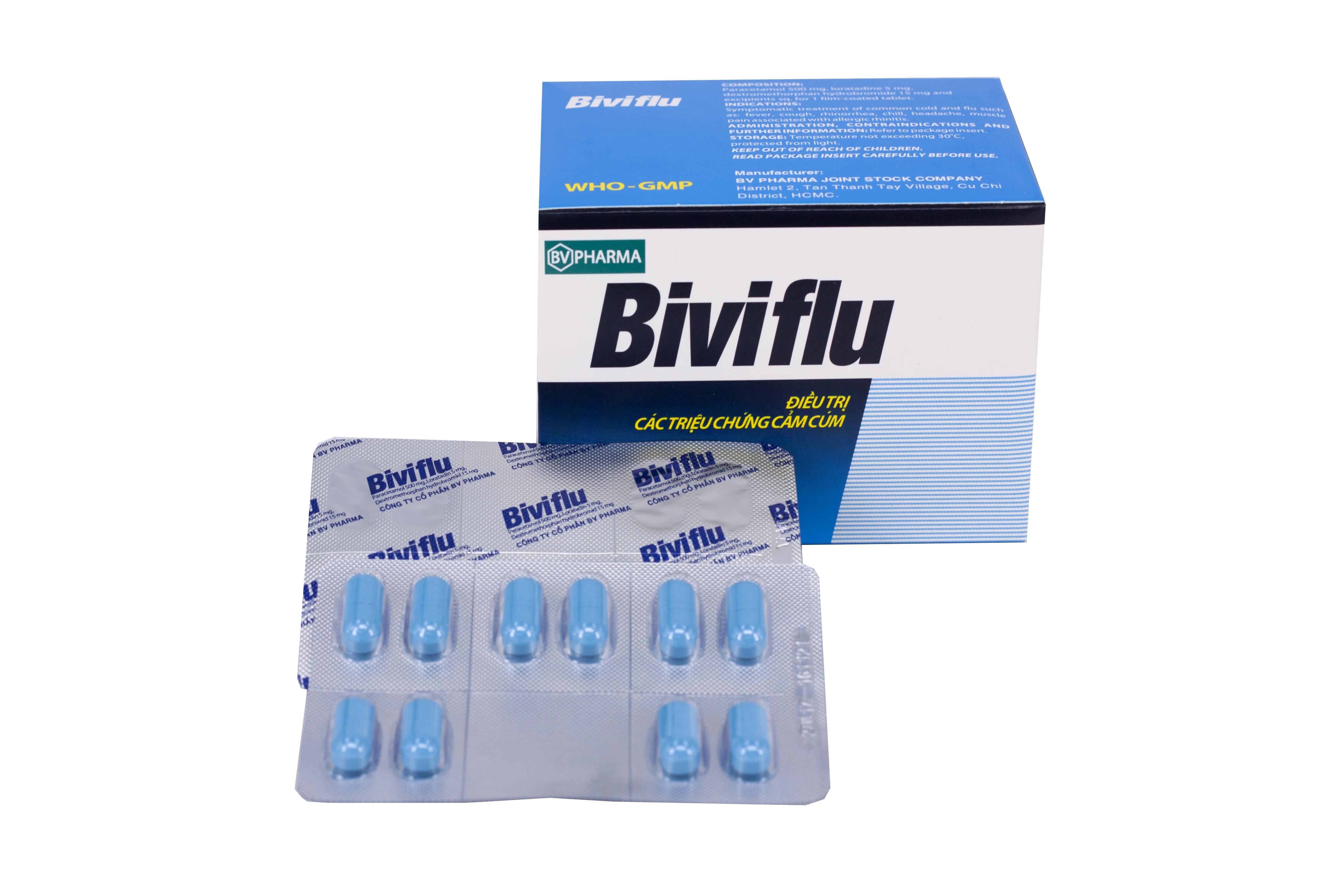 Biviflu (Paracetamol, Loratadin, Dextromethorphan Hydrobromid) BV Pharma (H/100v)