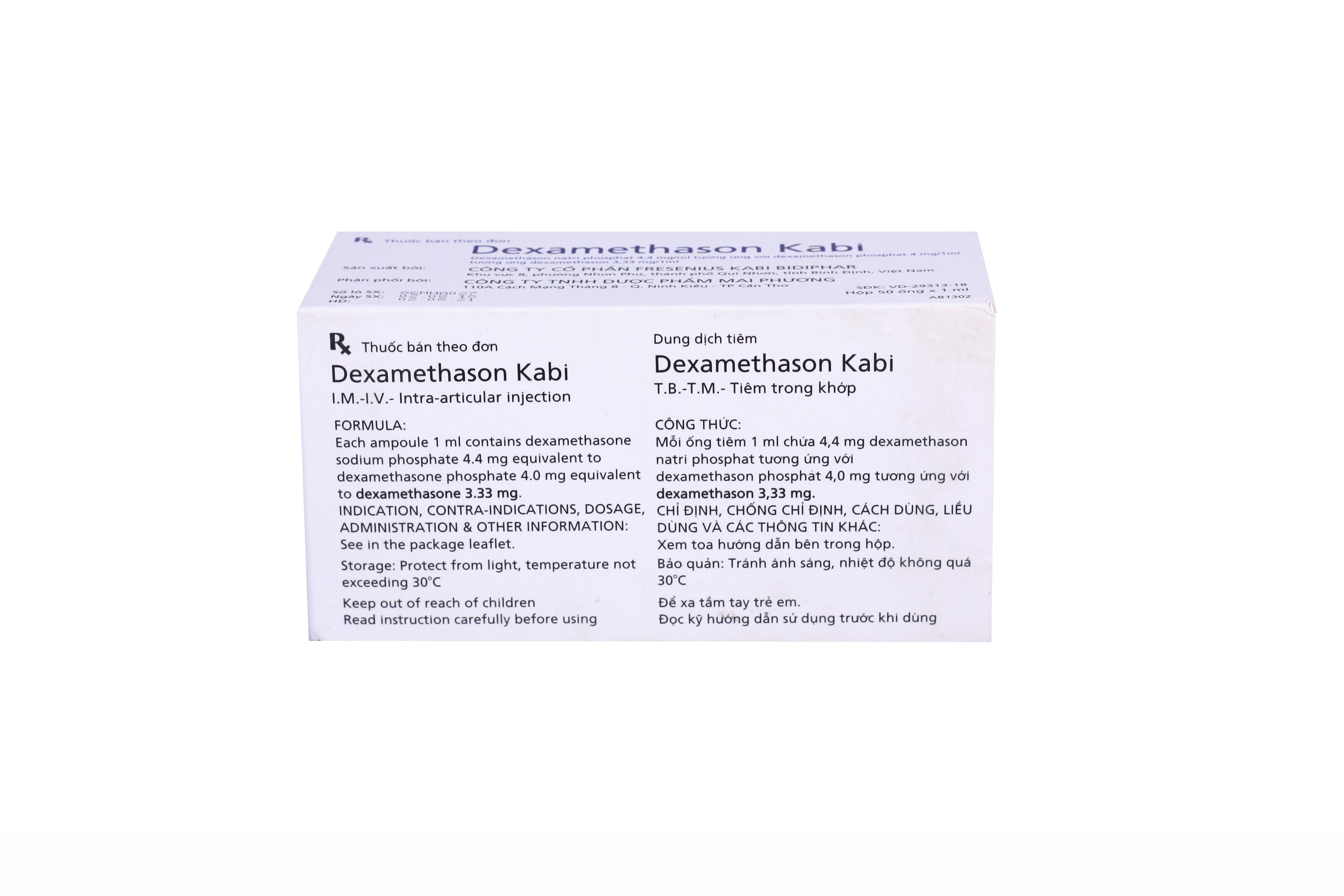 Dexamethason Kabi 4mg/ml Bidiphar (H/50 ống)