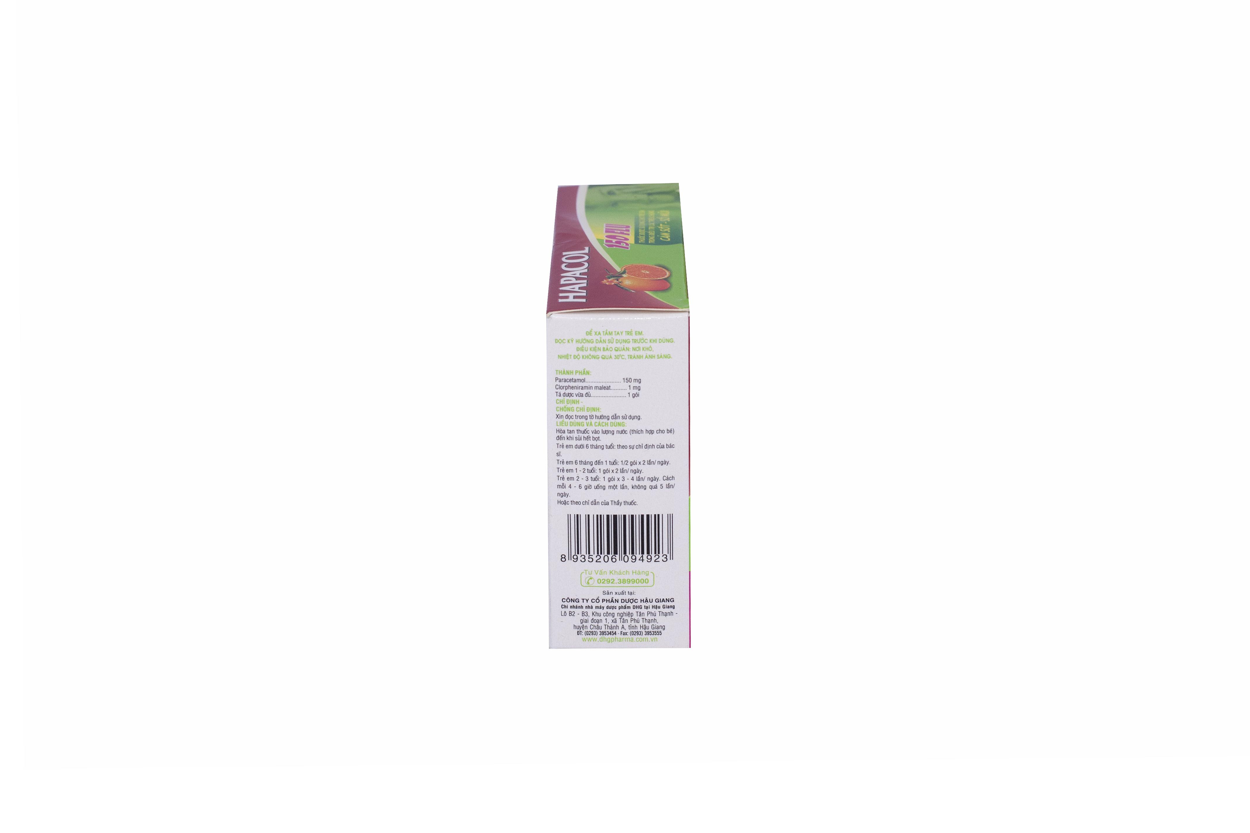 Hapacol 150 Flu (Paracetamol, Clorpheniramin Maleat) DHG Pharm (H/24g)