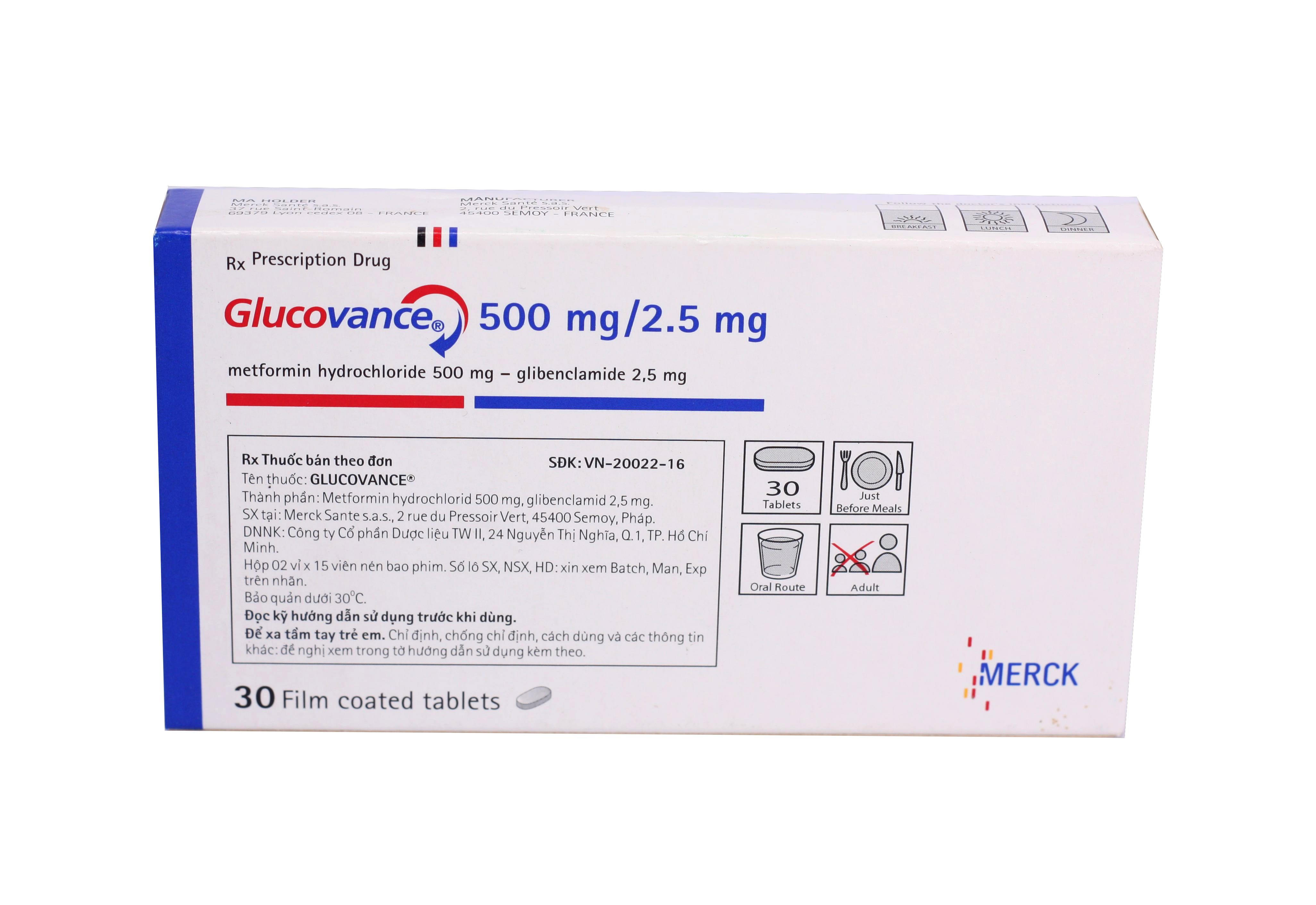 Glucovance 500mg/2.5mg (Glibenclamid, Metformin) Merck (H/30v)