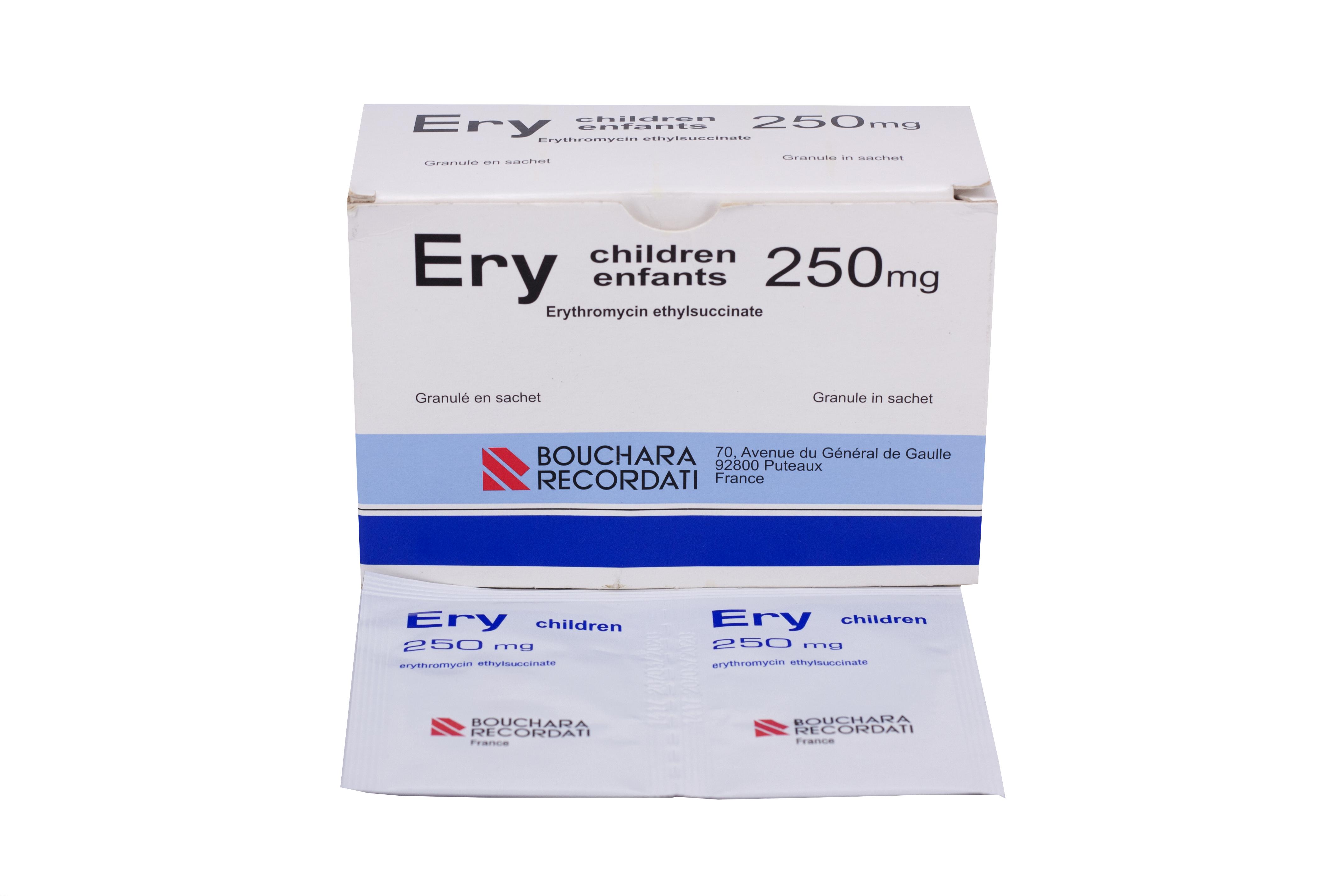 Ery Children Enfants 250mg (Erythromycin) Bouchara Recordati (H/24g)