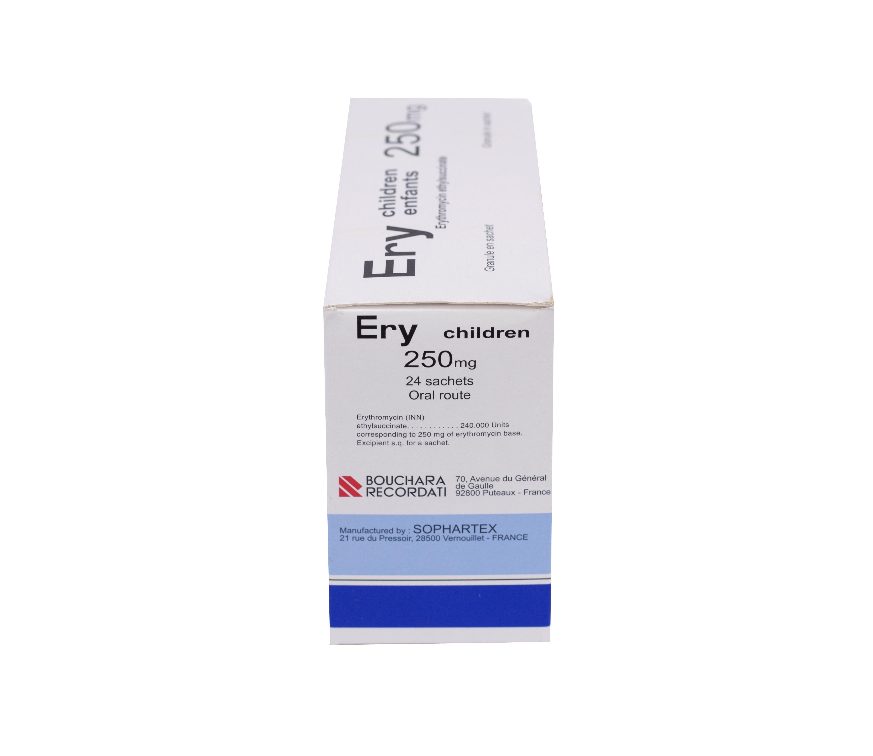 Ery Children Enfants 250mg (Erythromycin) Bouchara Recordati (H/24g)