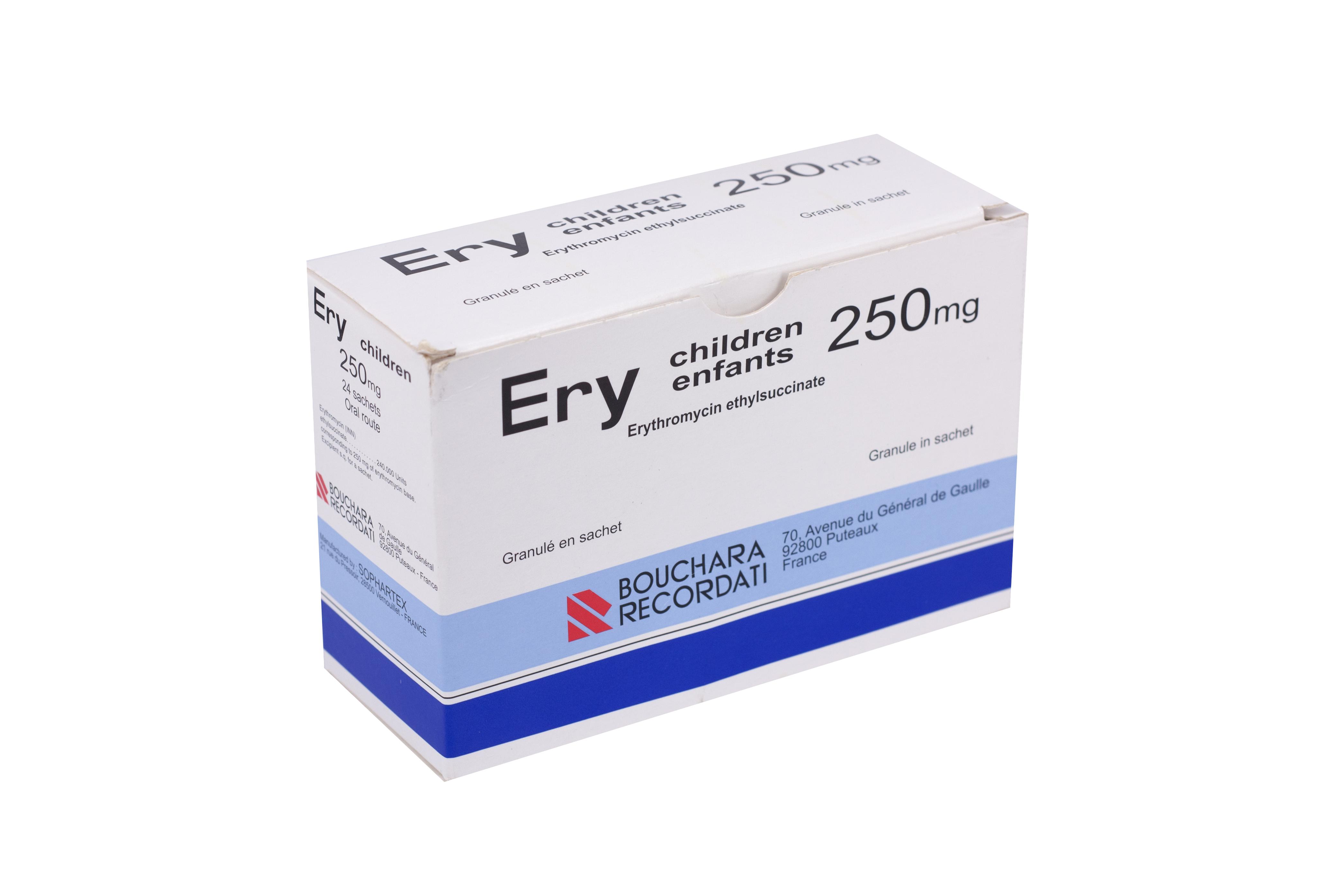 Ery Children Enfants 250mg (Erythromycin) Bouchara Recordati (H/24g)