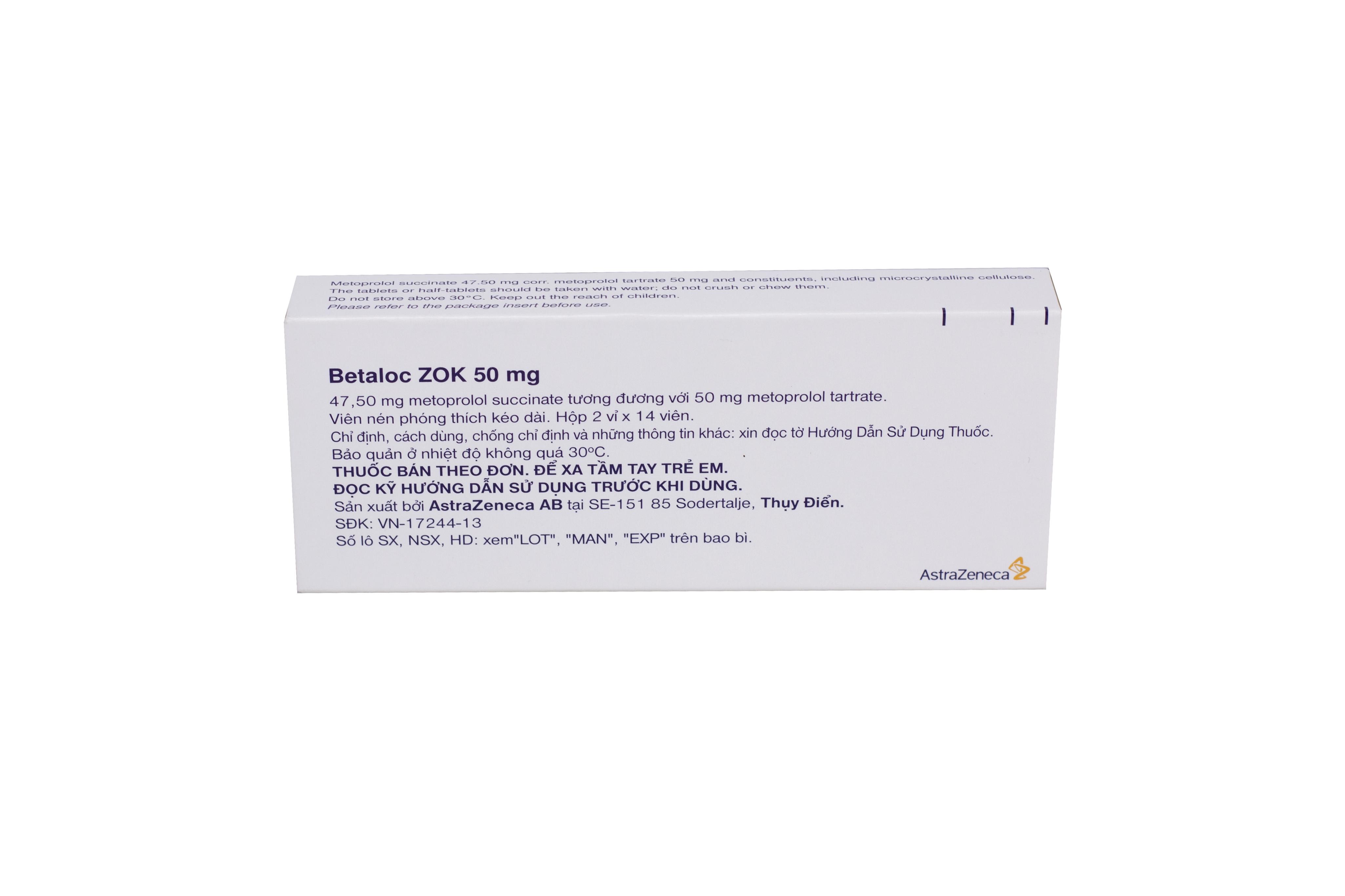 Betaloc Zok 50mg (Metoprolol) Astrazeneca (H/28v)