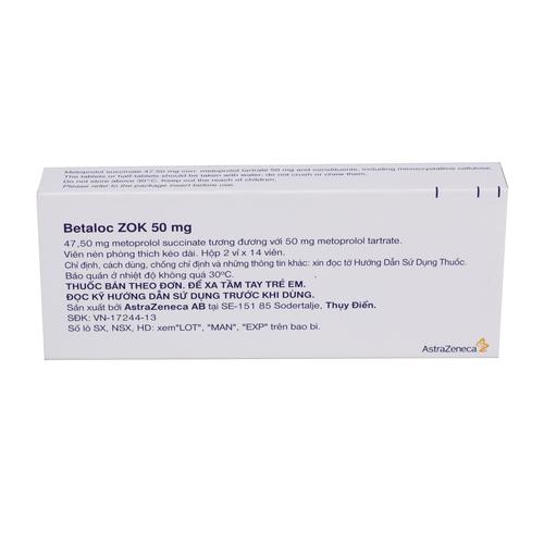 Betaloc Zok 50mg (Metoprolol) Astrazeneca (H/28v)