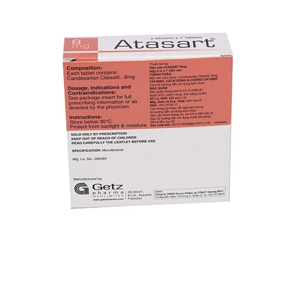 Atasart 8mg (Candesartan) Getz (H/14v)