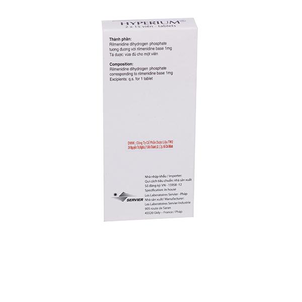 Hyperium 1mg (Rilmenidine) Servier (H/30v)