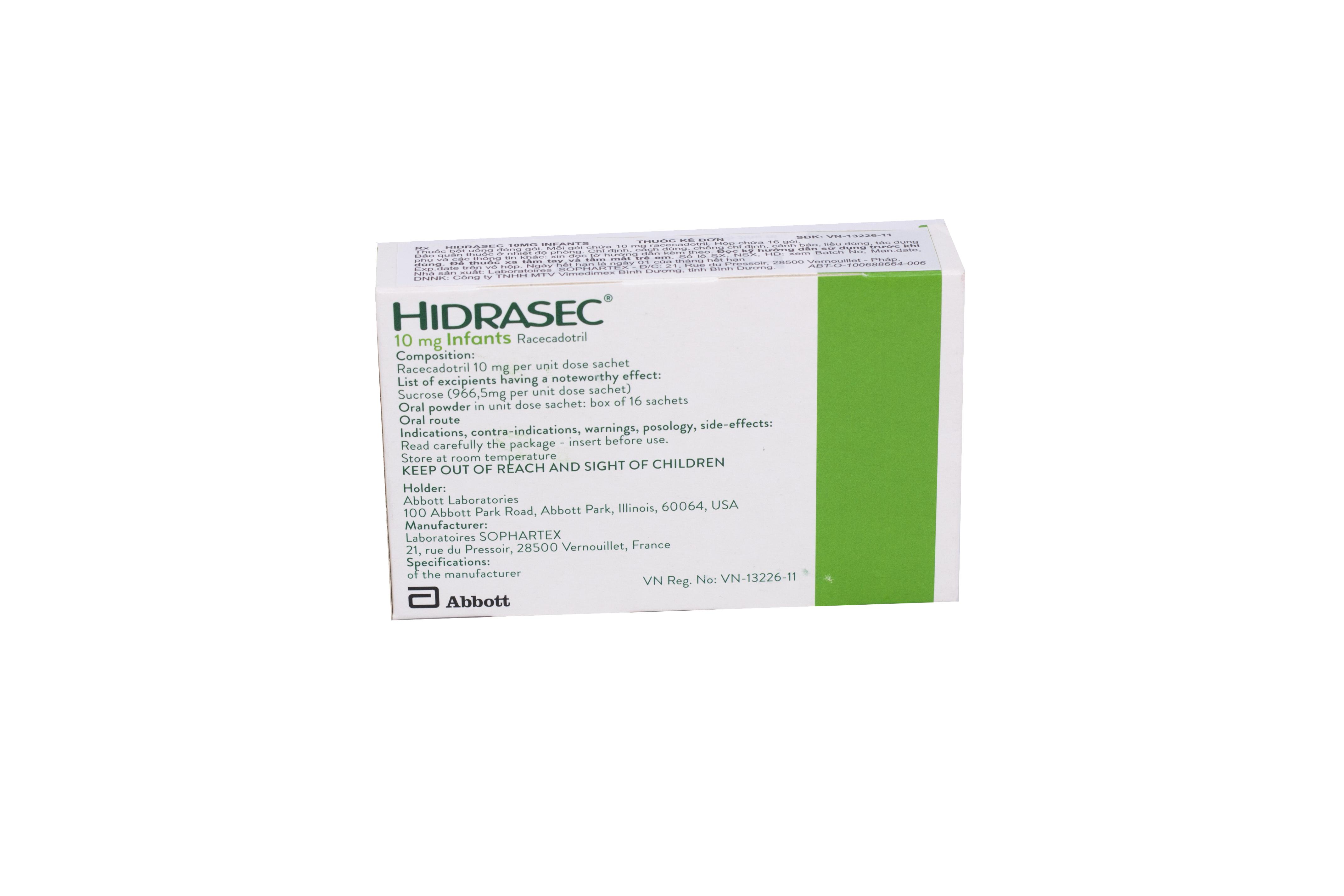 Hidrasec 10mg (Racecadotril) Abbott (H/16g) 