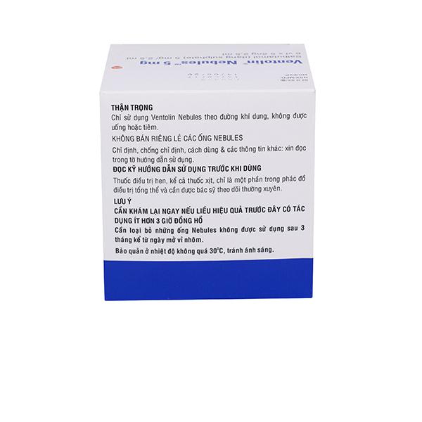 Ventolin Nebules 5mg xông (Salbutamol) GSK (H/6v/5o)