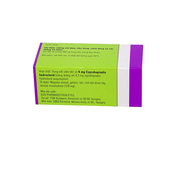 Peritol (Cyproheptadin HCl) 4mg Egis (H/100v)