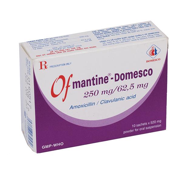 Ofmantine 250mg/62.5mg (Amoxicillin, Acid Clavulanic) Domesco (H/10g)