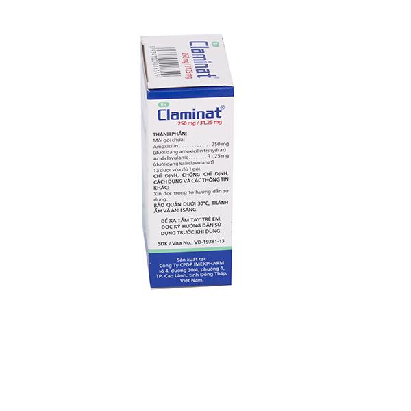 Claminat 250/31.25 (Amoxicillin, Acid Clavulanic) Imexpharm (H/12g)